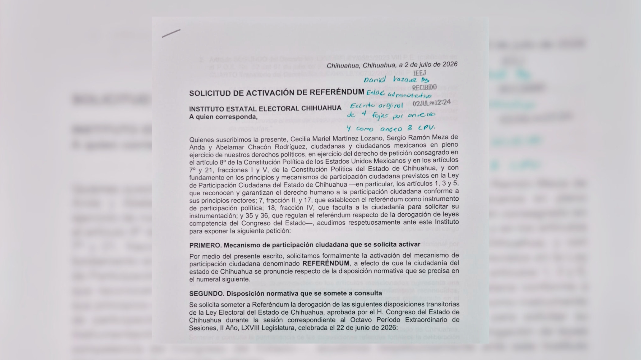 Solicitan referéndum ante IEE por eliminación de elección directa de regidurías