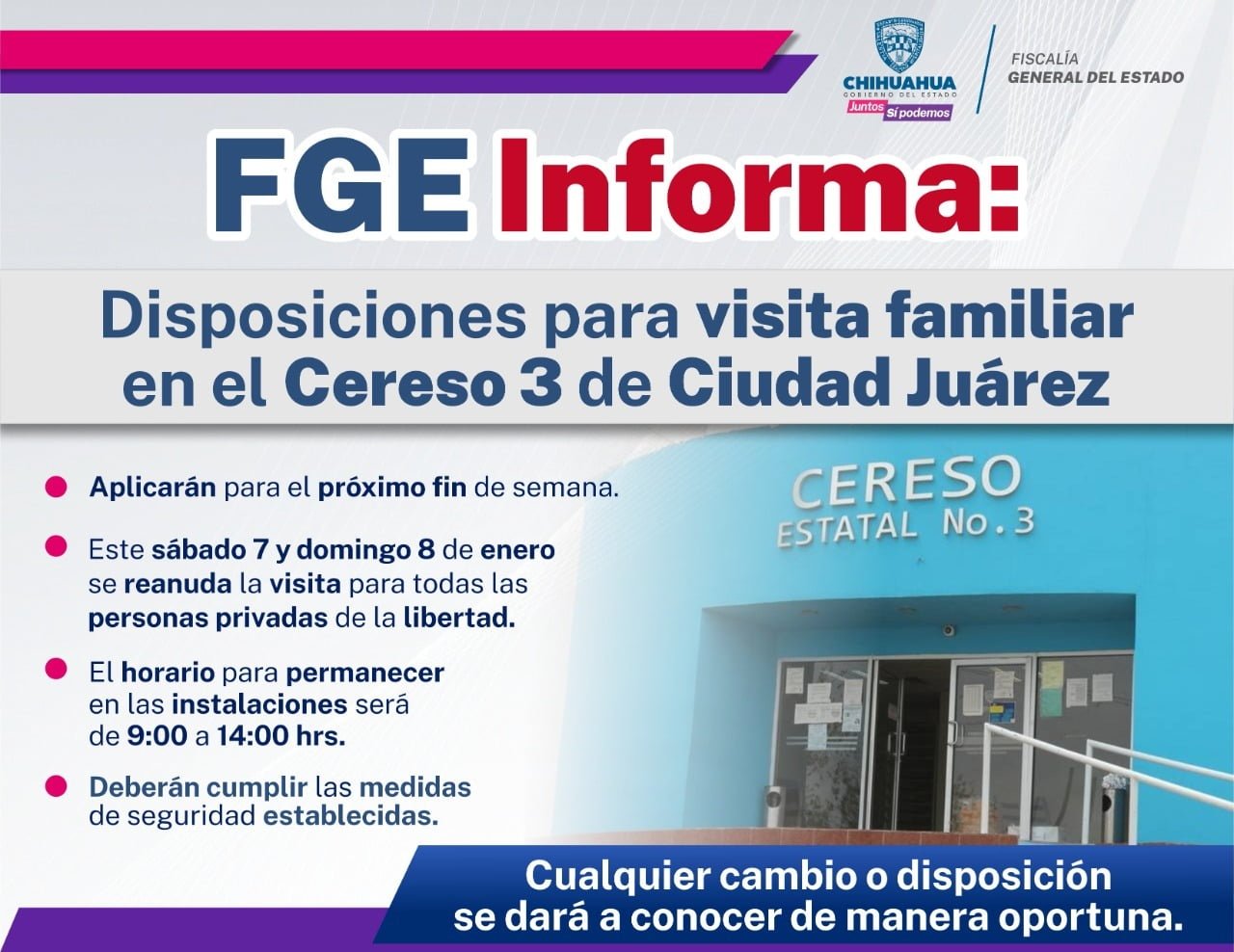 Este fin de semana reanudarán visitas familiares en el Cereso #3