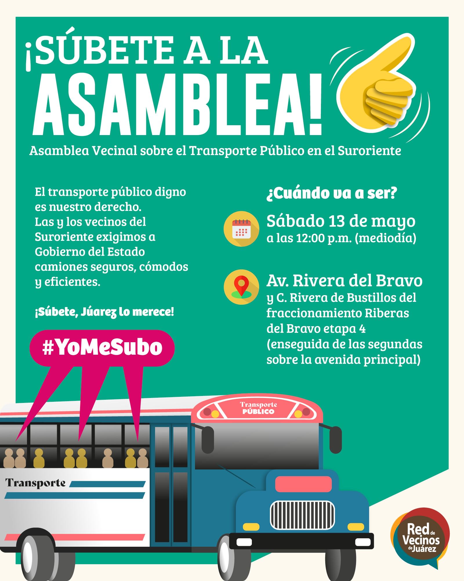 Convocan asamblea sobre transporte público en el suroriente