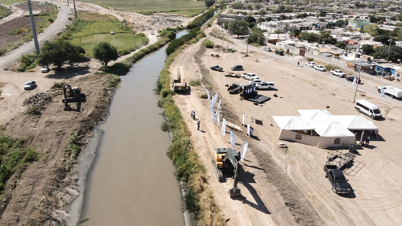 Inician obras de limpieza en Dren Interceptor de Riberas del Bravo